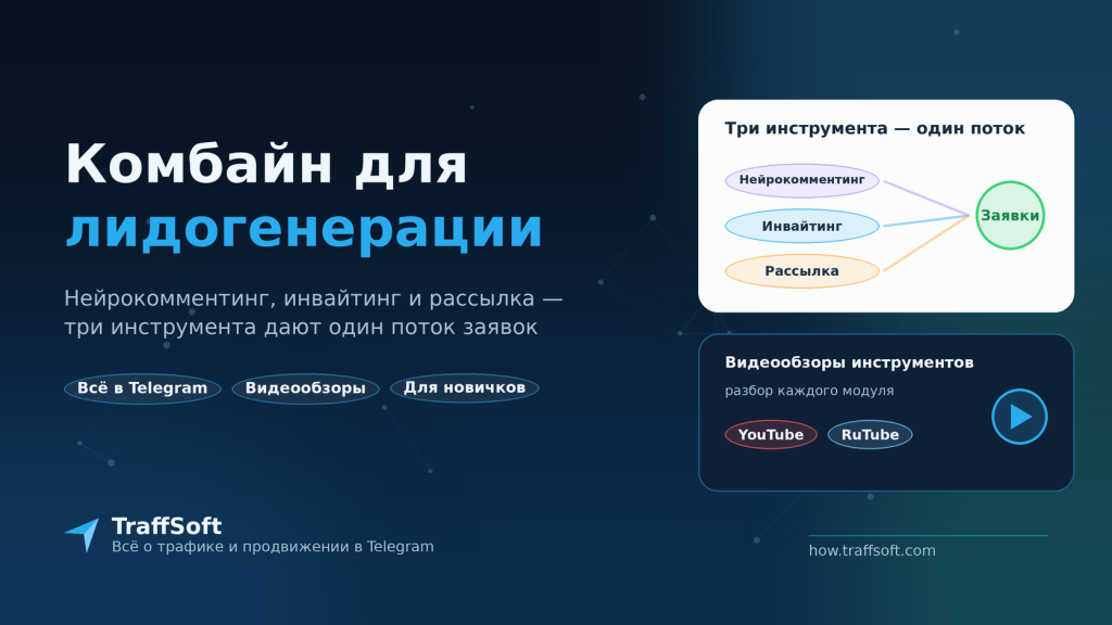 Комбайн для лидогенерации в Telegram: нейрокомментинг, инвайтинг, рассылка