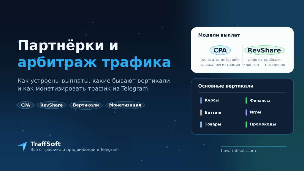 Партнёрские программы и арбитраж трафика: CPA, RevShare и вертикали