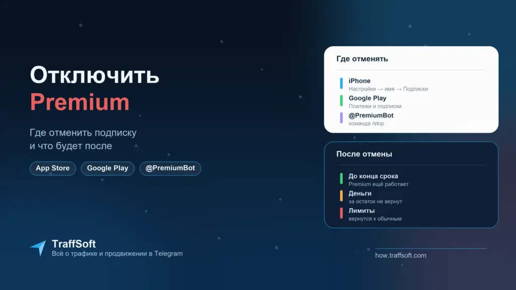 Как отключить телеграм премиум и отменить подписку: iPhone, Android, компьютер и @PremiumBot