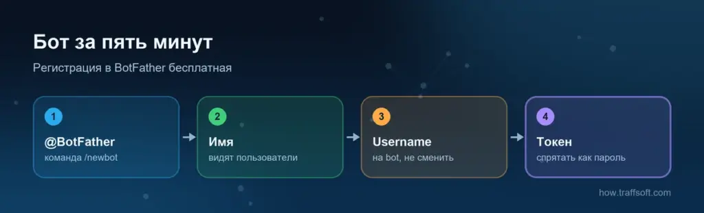 Как сделать бота в телеграм через BotFather: команда /newbot, имя, username и токен