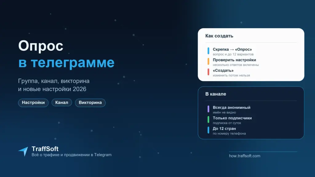 Как сделать опрос в телеграмме: в группе и канале, викторина и новые настройки 2026