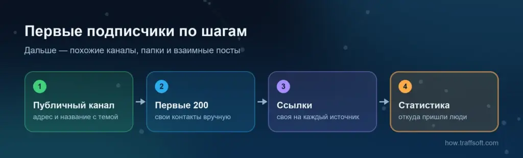 Как набрать первых подписчиков в телеграм канал: публичный канал, первые 200, ссылки по источникам и статистика