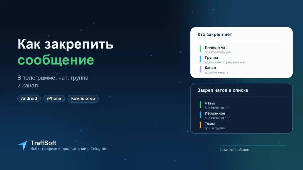 Как закрепить сообщение в телеграмме на телефоне и компьютере